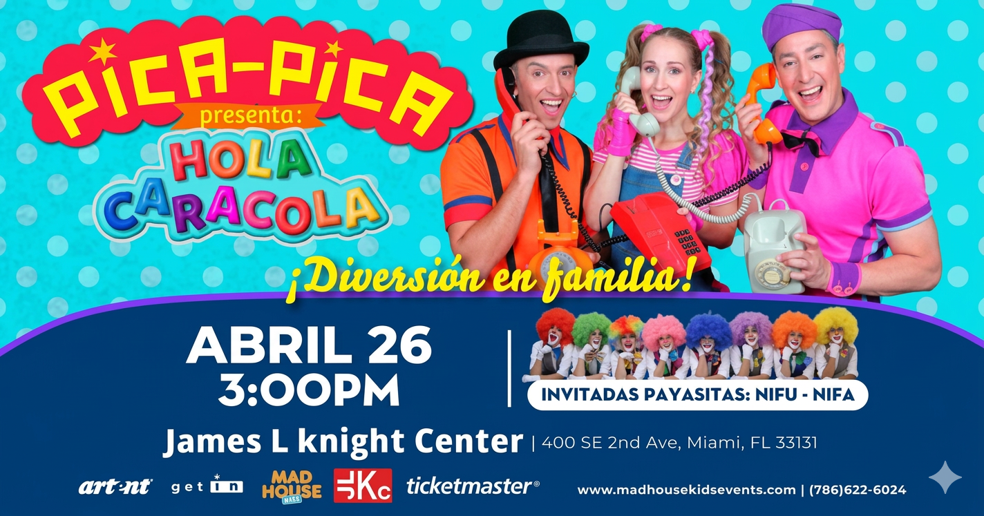 Pica Pica en vivo el 26 de abril en el James L. Knight Center en Miami – show infantil con música y juegos familiares